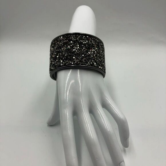 Sparkly Glittery Womens Cuff Slip On Statement Bracelet Fashion Costume Jewelry - Picture 3 of 9